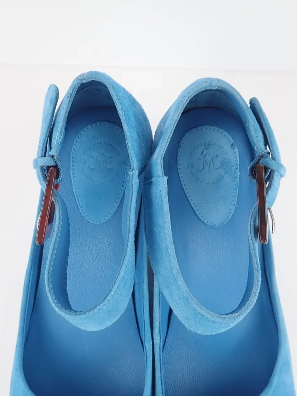 Johnston & Murphy Turquoise Open Toe Wedge Heels Womens US 9M